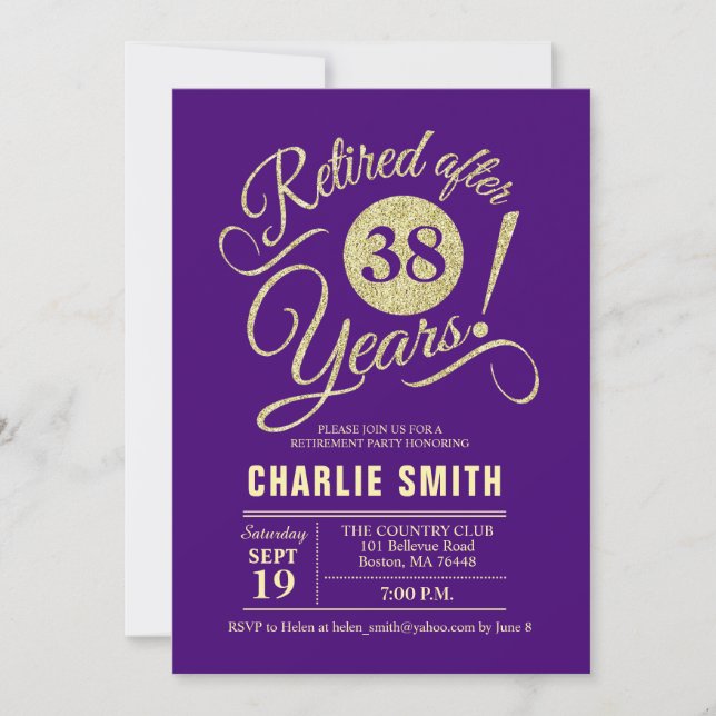 Invitation Parti de retraite - Or pourpre (Devant)
