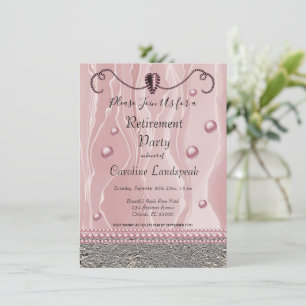 Invitation Parti de retraite Perles et soie rose