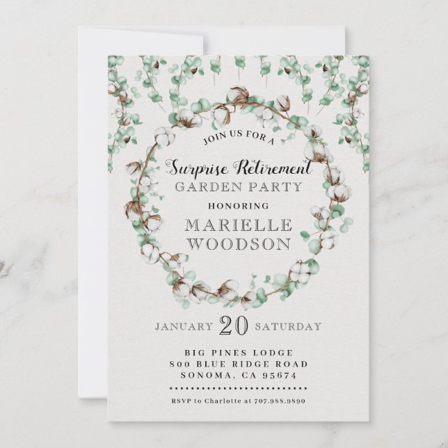 Invitation Parti de retraite rustique Garden (Devant)