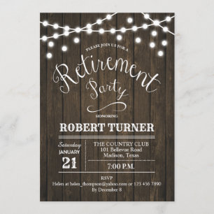 Invitation Parti de retraite rustique Motif de bois