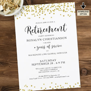 Invitation Parti de retraite Script moderne Gold Confetti