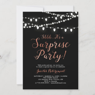 Invitation Parti de retraite surprise en cuivre et noir moder