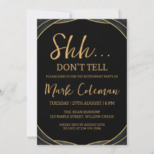 Invitation parti de retraite surprise noir et or