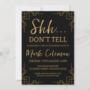 Invitation parti de retraite surprise noir et or
