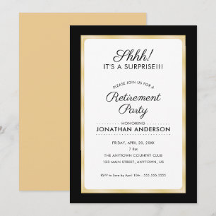 Invitation Parti de retraite surprise Noir et or