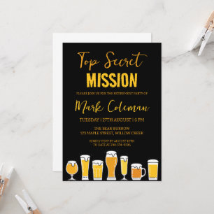 Invitation parti de retraite surprise noir et or