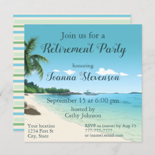 Invitation Parti de retraite Tropical Beach Palm Trees