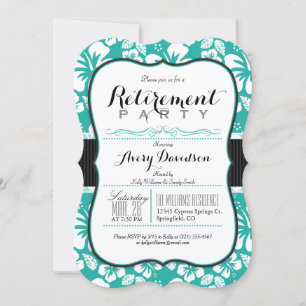 Invitation Parti de retraite Tropical Turquoise & Blanc