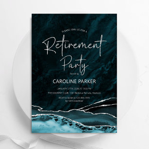 Invitation Parti de retraite turquoise Silver Agate