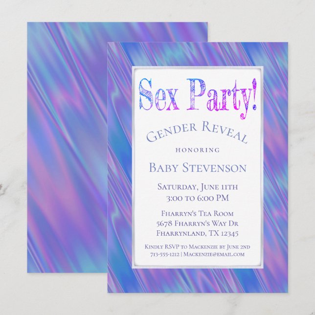 Invitation Parti de révélation de genre | Blue Rose moderne g (Devant / Derrière)