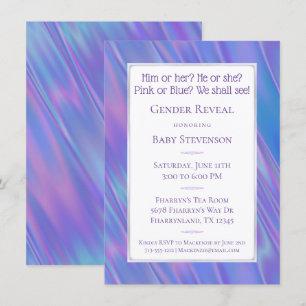 Invitation Parti de révélation de genre Poème bleu rose