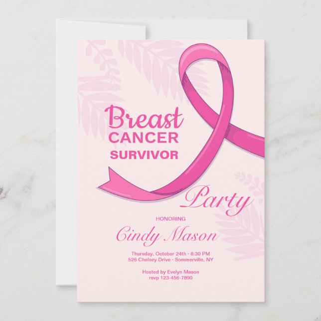 Invitation Parti de survivants du cancer du sein (Devant)
