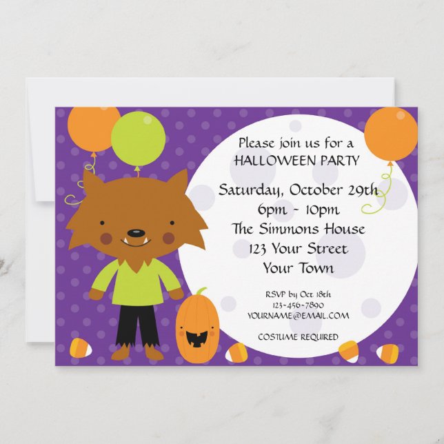 Invitation Parti de Werewolf Halloween (Devant)