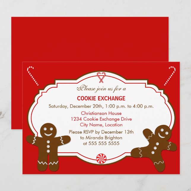 Invitation Parti d'échange de biscuits en pain d'épice (Devant / Derrière)