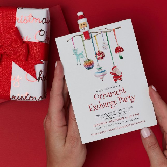 Invitation Parti d'échange d'ornements Kitsch moderne (Créateur téléchargé)