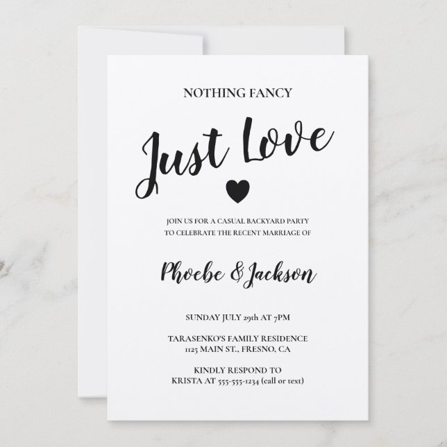 Invitation Parti Décontracté Rustique Kraft Mariage Elopement (Devant)
