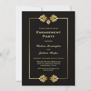 Invitation Parti d'engagement Black Gold