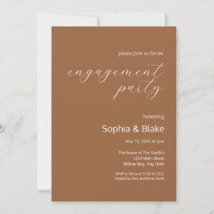 Invitation Parti d'engagement Brown minimaliste des cendres m