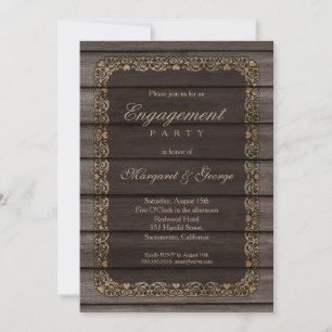 Invitation Parti d'engagement créatif en bois rustique