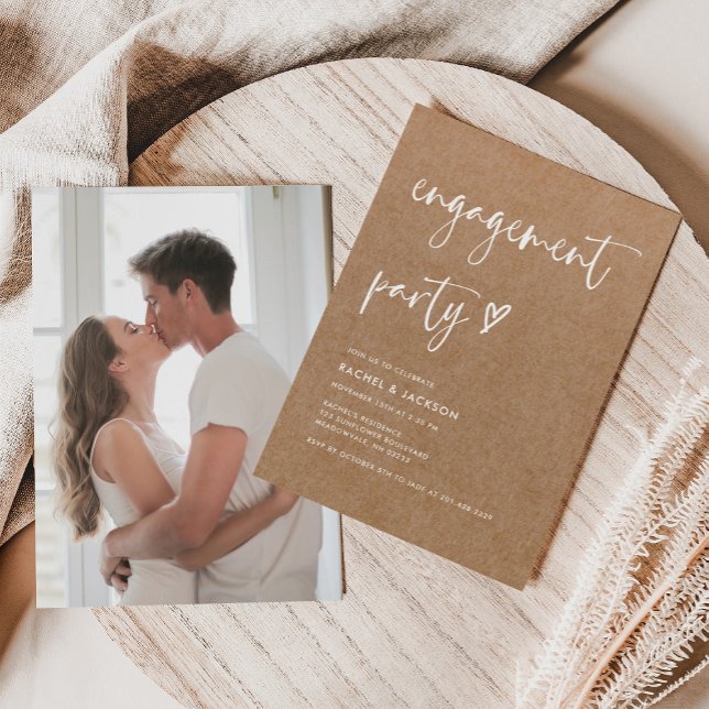 Invitation Parti d'engagement de calligraphie simple rustique (Créateur téléchargé)