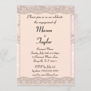 Invitation Parti d'engagement de la dentelle rose Vintage