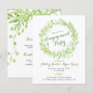 Invitation Parti d'engagement des couronnes vertes Watercolo