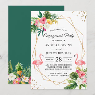Invitation Parti d'engagement des Feuilles floraux tropicaux