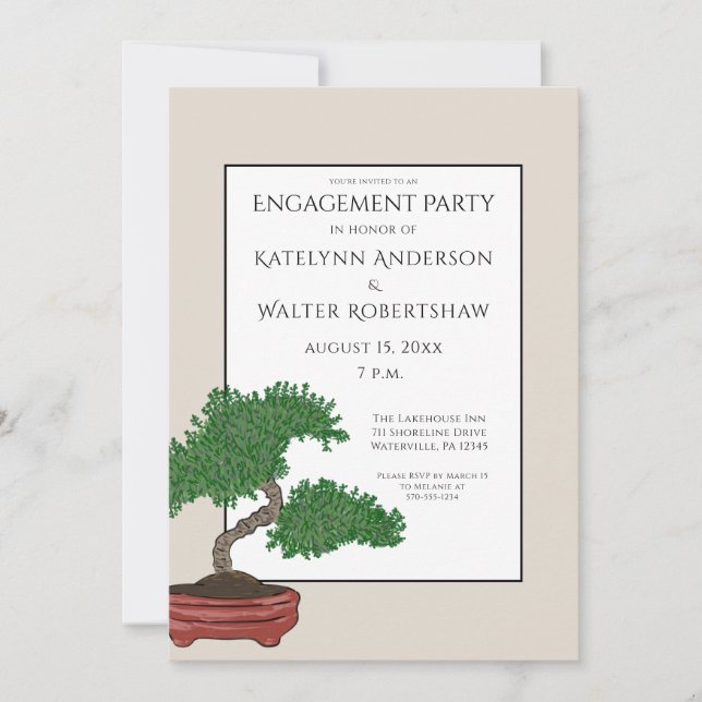 Invitation Parti d'engagement des Mariages japonais Bonsai Tr (Devant)