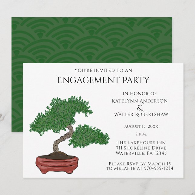 Invitation Parti d'engagement des Mariages japonais Bonsai Tr (Devant / Derrière)