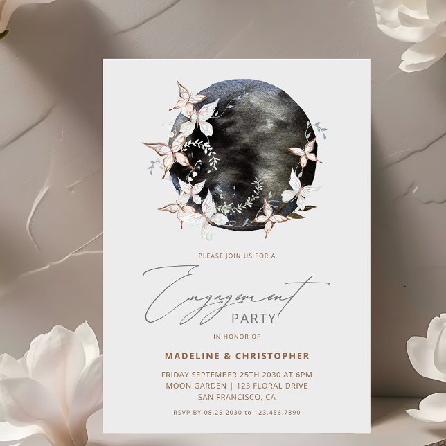 Invitation Parti d'engagement des papillons célestes modernes (Créateur téléchargé)