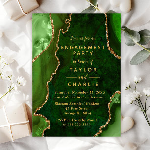 Invitation Parti d'engagement en marbre vert et or