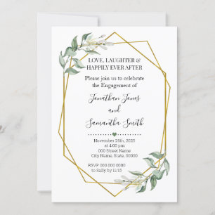 Invitation Parti d'engagement en or vert Mariage minimaliste