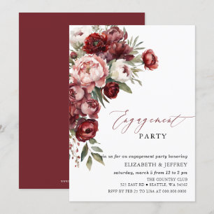 Invitation Parti d'engagement floral de Burgundy moderne