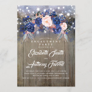 Invitation Parti d'engagement floral rustique de la Marine