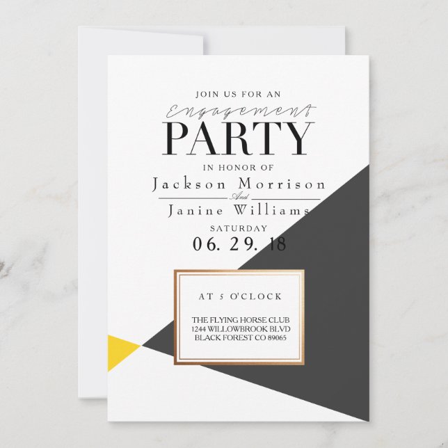 Invitation Parti d'engagement géométrique moderne Bold (Devant)