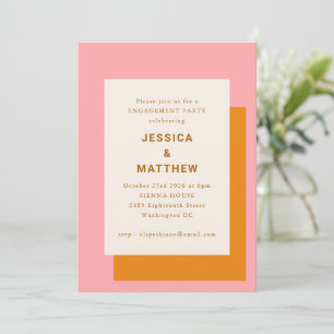 Invitation Parti d'engagement géométrique rose orange moderne