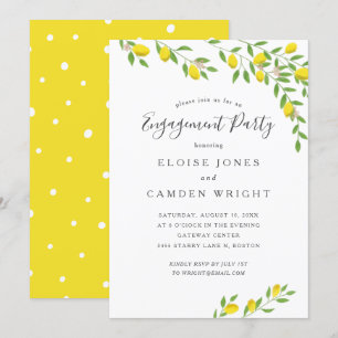 Invitation Parti d'engagement jaune des citrons rustiques