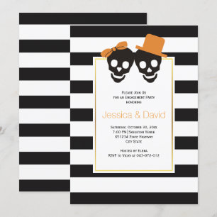 Invitation Parti d'engagement mariage Halloween en couple crâ