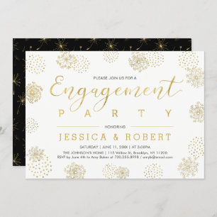 Invitation Parti d'engagement Mariage or simple et élégant