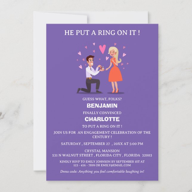 Invitation Parti d'engagement mignonne et drôle (Devant)
