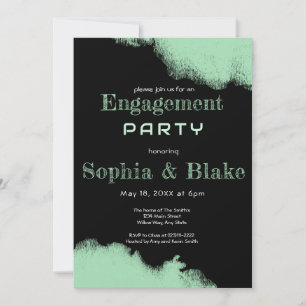Invitation Parti d'engagement moderne Green et Black Fun