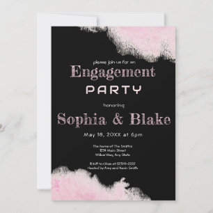 Invitation Parti d'engagement moderne rose et noir