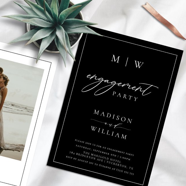 Invitation Parti d'engagement Monogramme moderne (Créateur téléchargé)