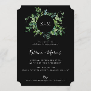 Invitation Parti d'engagement noir de la verdure botanique mo