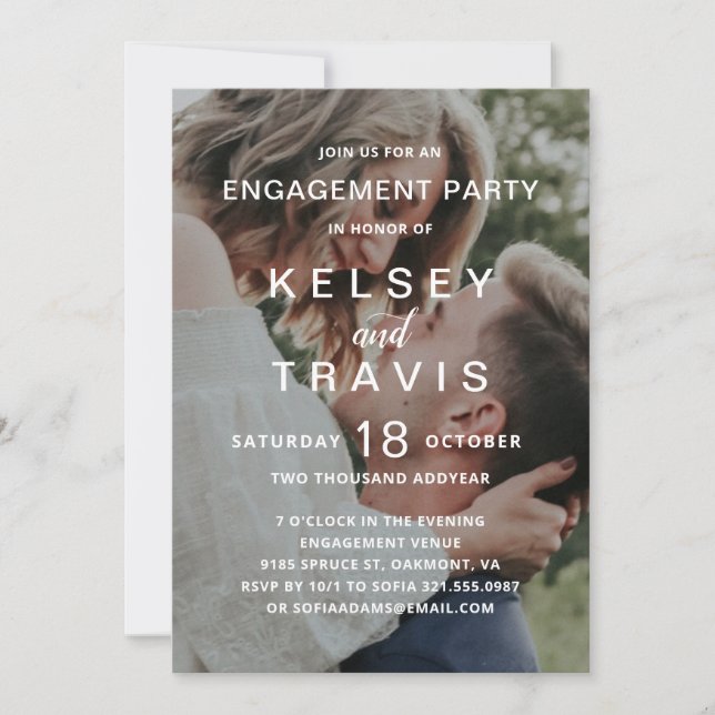 Invitation Parti d'engagement photo Décontracté simple modern (Devant)