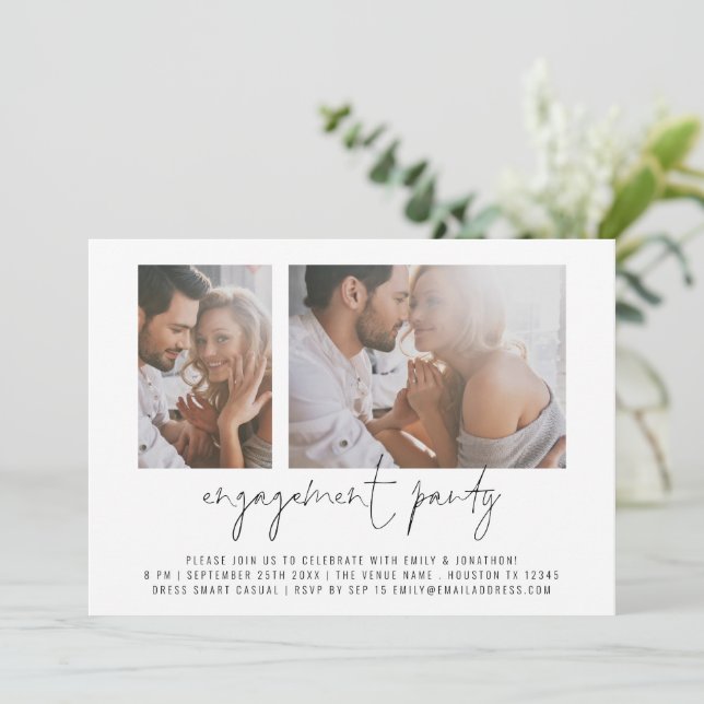 Invitation Parti d'engagement pour un script photo moderne 2 (Debout devant)