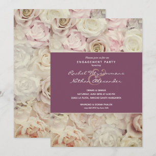 Invitation Parti d'engagement Rose vintage
