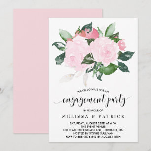 Invitation Parti d'engagement Roses de couleur rose douce
