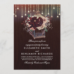 Invitation Parti d'engagement rustique des Lanternes Florales