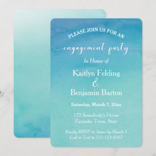 Invitation Parti d'engagement Turquoise et bleu Ombre Waterco
